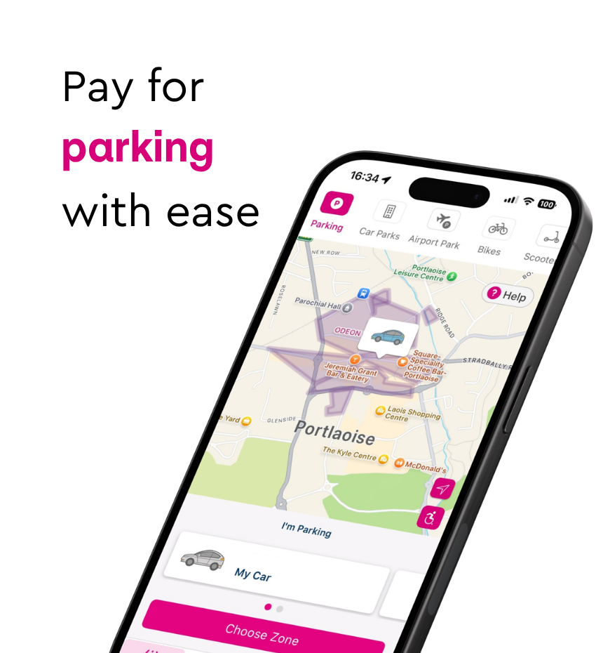 Payzone mobile app parking screen displayed on a phone