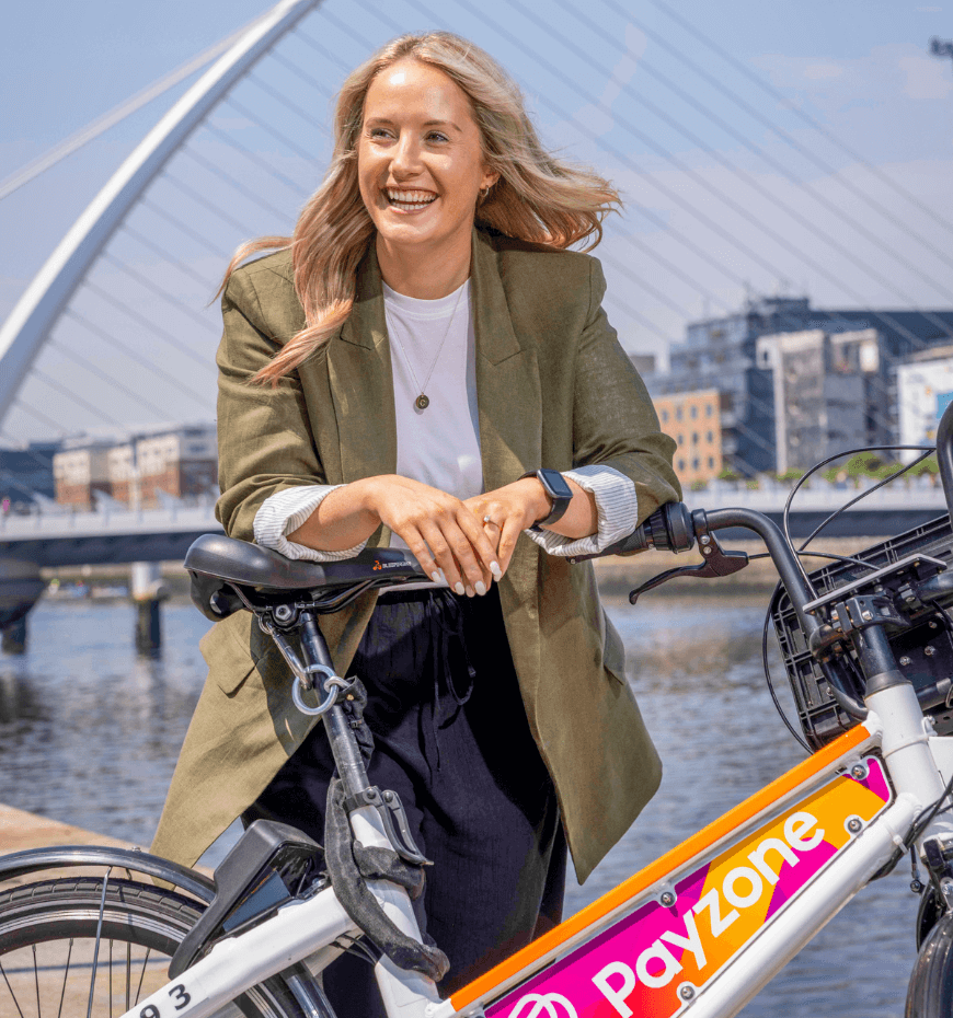 Ciara Donovan Product Manager Payzone with Bleeper Bike