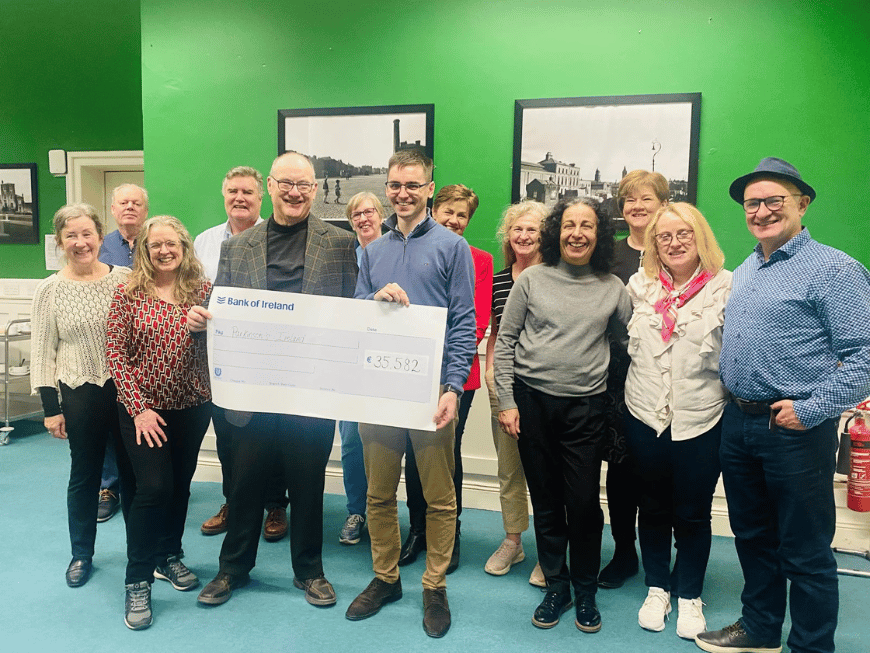 Frank and Parkinson's Ireland cheque presentation